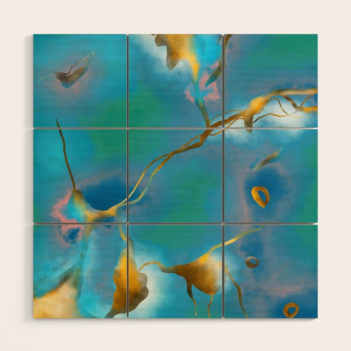 In My Veins, Abstract Marble Gold Texture, Eclectic Painting Resin Bohemian, Contemporary Luxe Chic Luxury Wood Wall Art Gallery Image 1