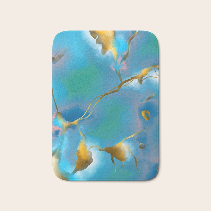 In My Veins, Abstract Marble Gold Texture, Eclectic Painting Resin Bohemian, Contemporary Luxe Chic Luxury Bath Mat Gallery Image 1