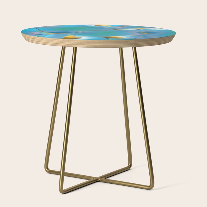 In My Veins, Abstract Marble Gold Texture, Eclectic Painting Resin Bohemian, Contemporary Luxe Chic Luxury Side Table Gallery Image 1