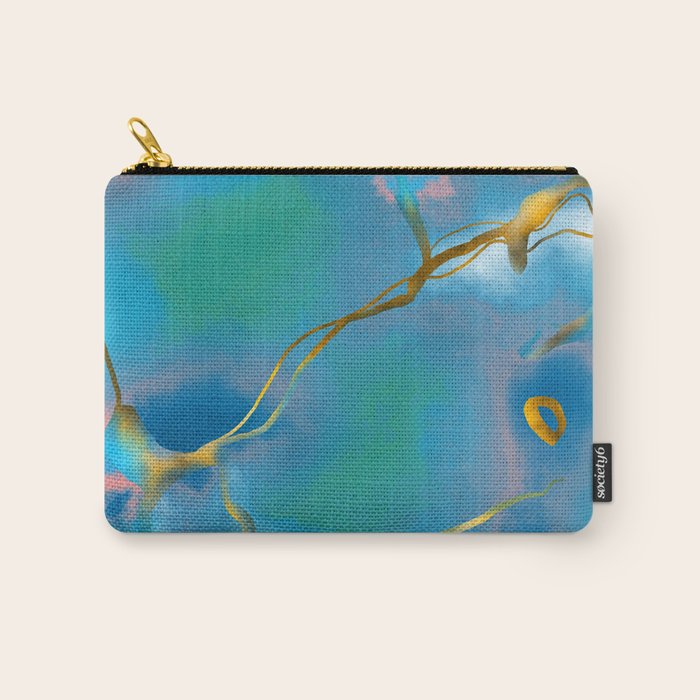 In My Veins, Abstract Marble Gold Texture, Eclectic Painting Resin Bohemian, Contemporary Luxe Chic Luxury Carry All Pouch Gallery Image 1