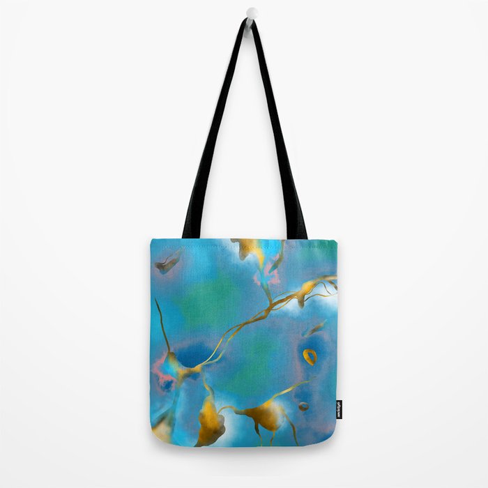 In My Veins, Abstract Marble Gold Texture, Eclectic Painting Resin Bohemian, Contemporary Luxe Chic Luxury Tote Bag Gallery Image 2