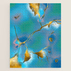 In My Veins, Abstract Marble Gold Texture, Eclectic Painting Resin Bohemian, Contemporary Luxe Chic Luxury Jigsaw Puzzle Gallery Image 1