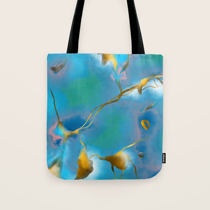 In My Veins, Abstract Marble Gold Texture, Eclectic Painting Resin Bohemian, Contemporary Luxe Chic Luxury Tote Bag Gallery Image 1