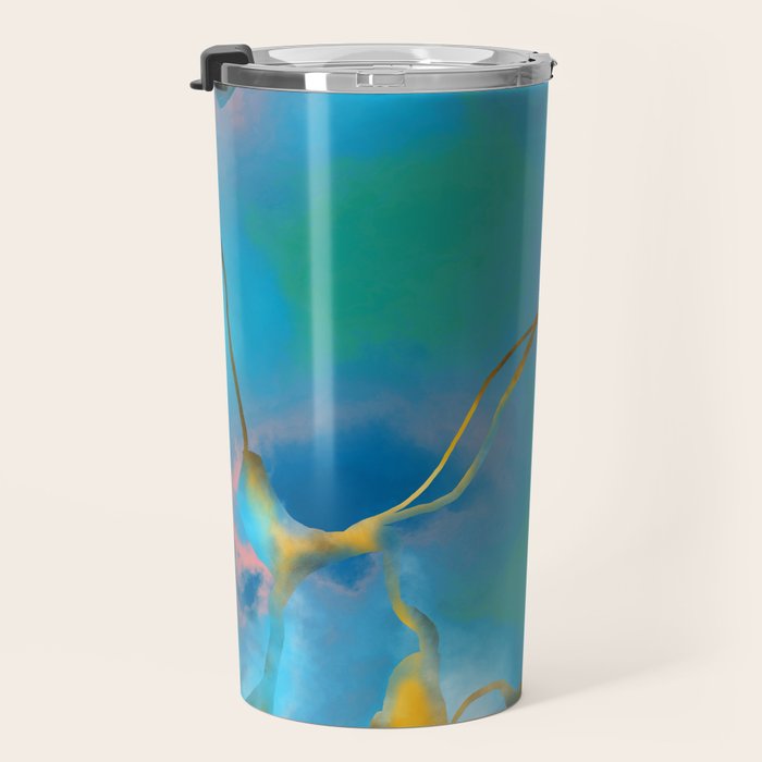 In My Veins, Abstract Marble Gold Texture, Eclectic Painting Resin Bohemian, Contemporary Luxe Chic Luxury Travel Mug Gallery Image 3