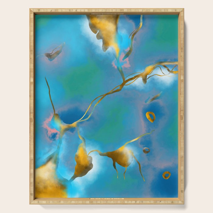 In My Veins, Abstract Marble Gold Texture, Eclectic Painting Resin Bohemian, Contemporary Luxe Chic Luxury Serving Tray Gallery Image 1