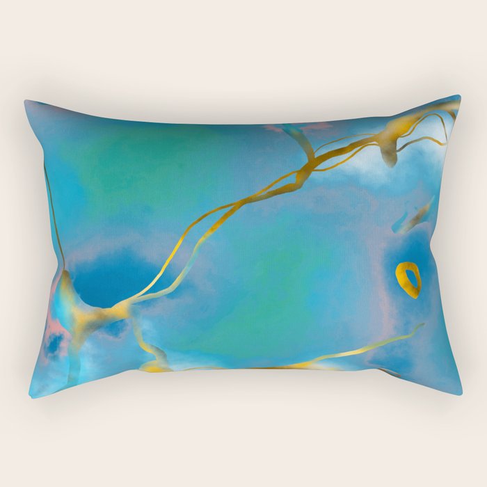 In My Veins, Abstract Marble Gold Texture, Eclectic Painting Resin Bohemian, Contemporary Luxe Chic Luxury Rectangular Pillow Gallery Image 1