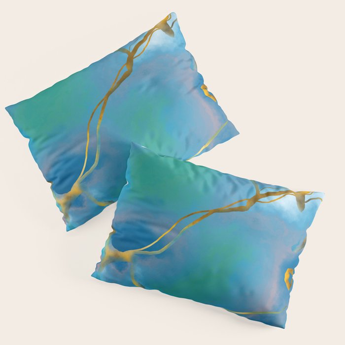 In My Veins, Abstract Marble Gold Texture, Eclectic Painting Resin Bohemian, Contemporary Luxe Chic Luxury Pillow Sham Gallery Image 3
