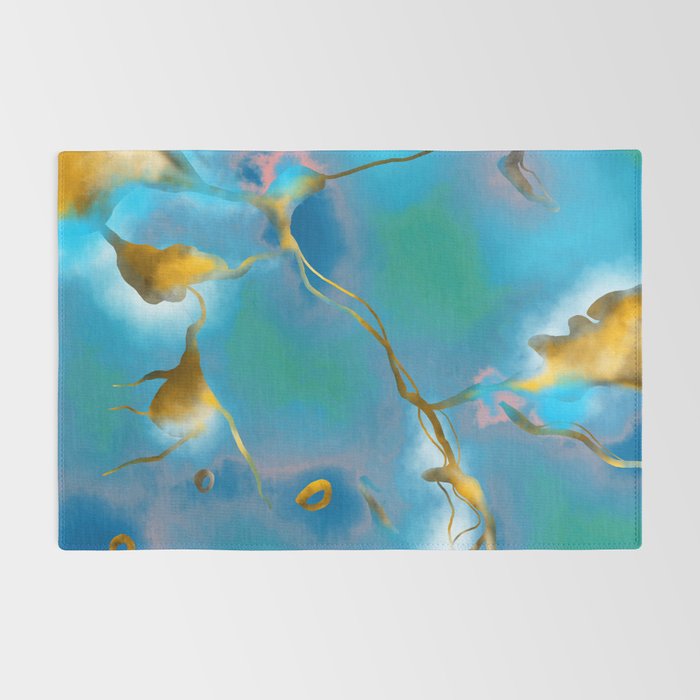 In My Veins, Abstract Marble Gold Texture, Eclectic Painting Resin Bohemian, Contemporary Luxe Chic Luxury Rug Gallery Image 2