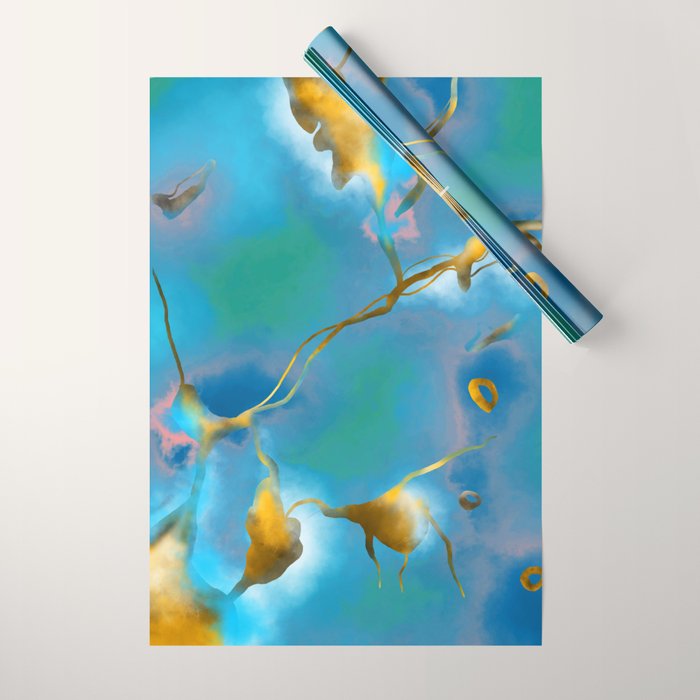 In My Veins, Abstract Marble Gold Texture, Eclectic Painting Resin Bohemian, Contemporary Luxe Chic Luxury Wrapping Paper Gallery Image 1