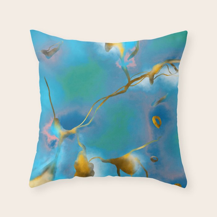 In My Veins, Abstract Marble Gold Texture, Eclectic Painting Resin Bohemian, Contemporary Luxe Chic Luxury Throw Pillow Gallery Image 6