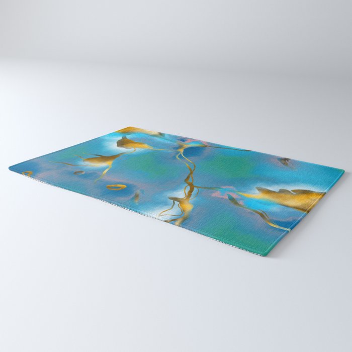 In My Veins, Abstract Marble Gold Texture, Eclectic Painting Resin Bohemian, Contemporary Luxe Chic Luxury Rug Gallery Image 3