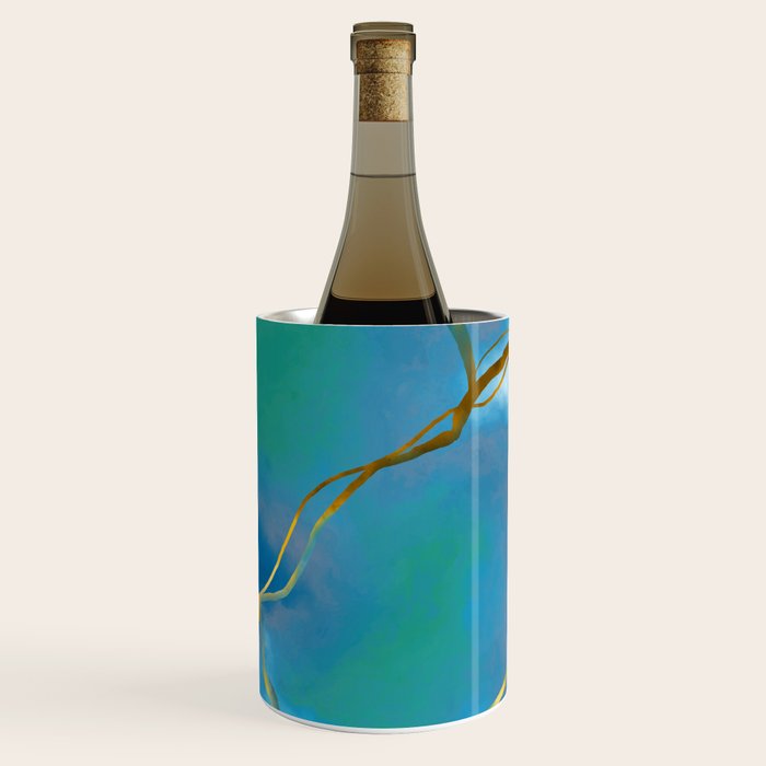 In My Veins, Abstract Marble Gold Texture, Eclectic Painting Resin Bohemian, Contemporary Luxe Chic Luxury Wine Chiller Gallery Image 1