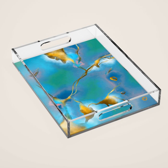 In My Veins, Abstract Marble Gold Texture, Eclectic Painting Resin Bohemian, Contemporary Luxe Chic Luxury Acrylic Tray Gallery Image 1