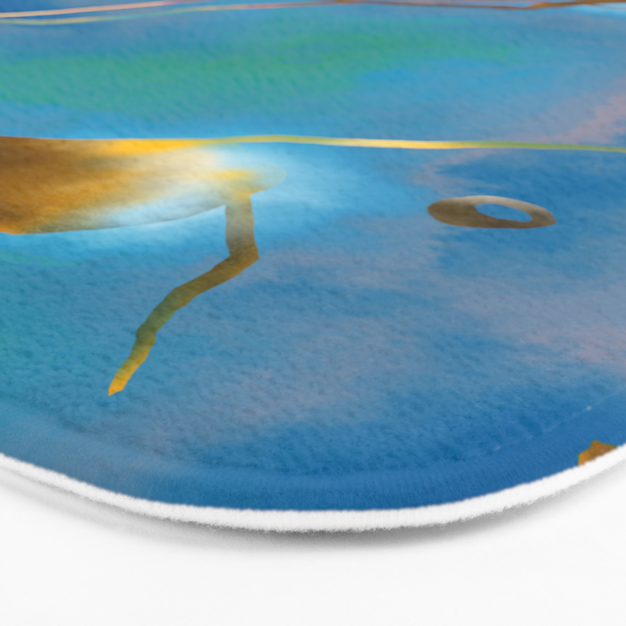 In My Veins, Abstract Marble Gold Texture, Eclectic Painting Resin Bohemian, Contemporary Luxe Chic Luxury Bath Mat Gallery Image 3