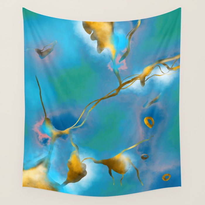 In My Veins, Abstract Marble Gold Texture, Eclectic Painting Resin Bohemian, Contemporary Luxe Chic Luxury Wall Tapestry Gallery Image 1