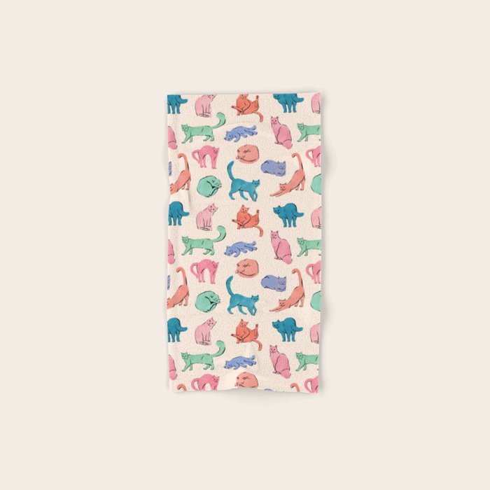 Pastel Cats Bath Towel Gallery Image 1