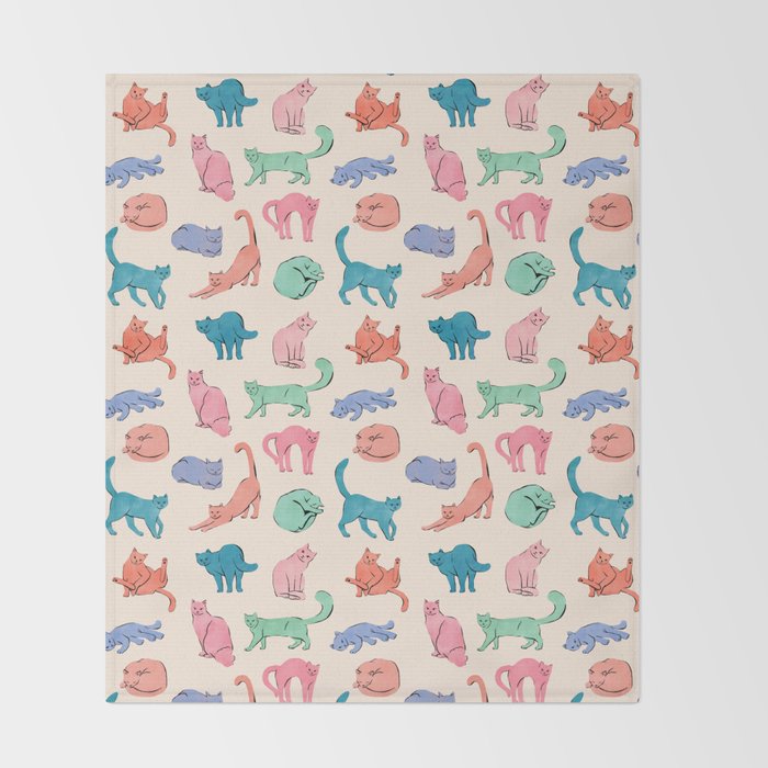 Pastel Cats Throw Blanket Gallery Image 2