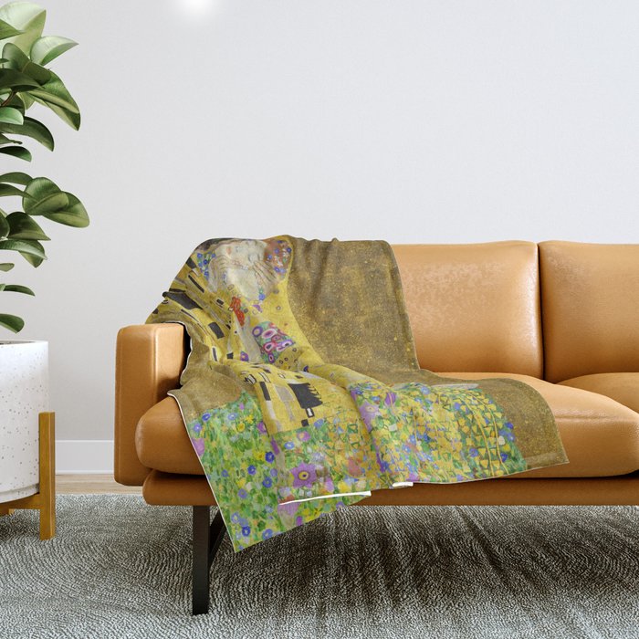 The Kiss - Gustav Klimt, 1907 Throw Blanket Gallery Image 1