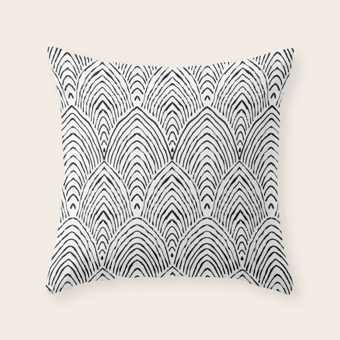 hand drawn deco Throw Pillow Gallery Image 1
