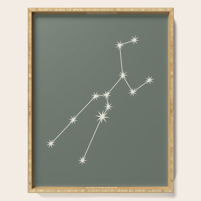 Taurus Zodiac Star Constellation Line Art Sage Serving Tray Gallery Image 1