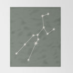 Taurus Zodiac Star Constellation Line Art Sage Throw Blanket Gallery Image 2