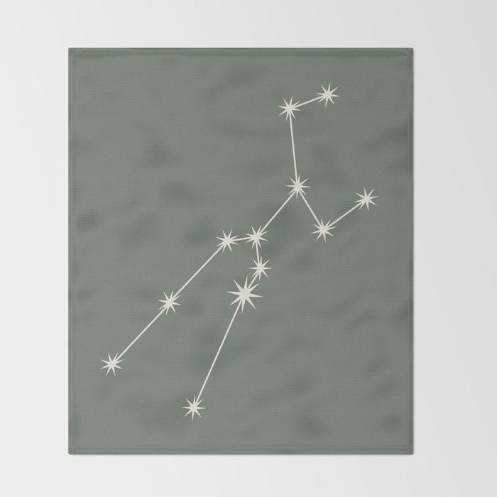 Taurus Zodiac Star Constellation Line Art Sage Throw Blanket Gallery Image 2