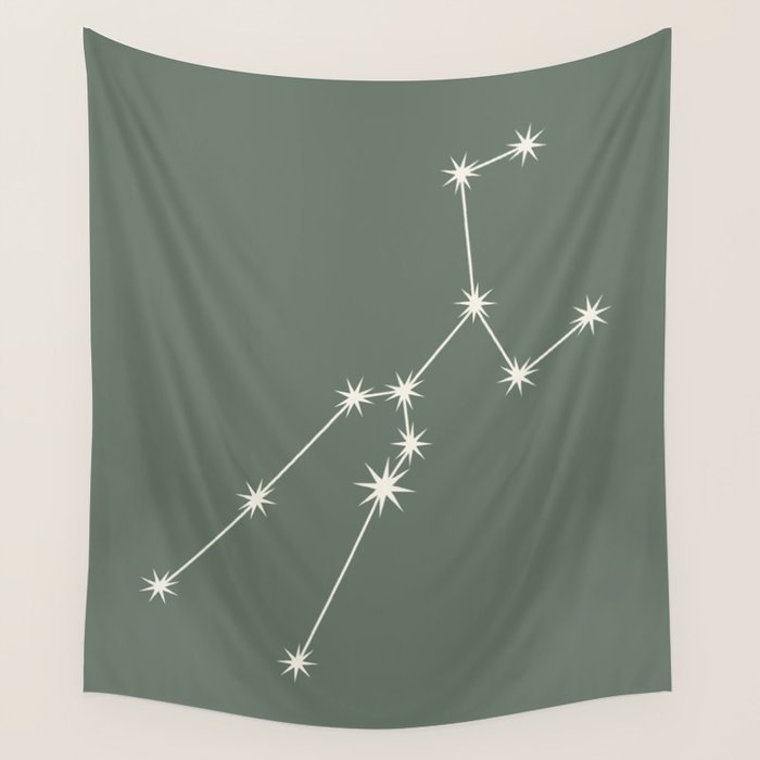 Taurus Zodiac Star Constellation Line Art Sage Wall Tapestry Gallery Image 4