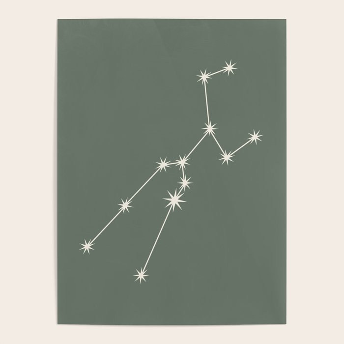 Taurus Zodiac Star Constellation Line Art Sage Poster Gallery Image 1