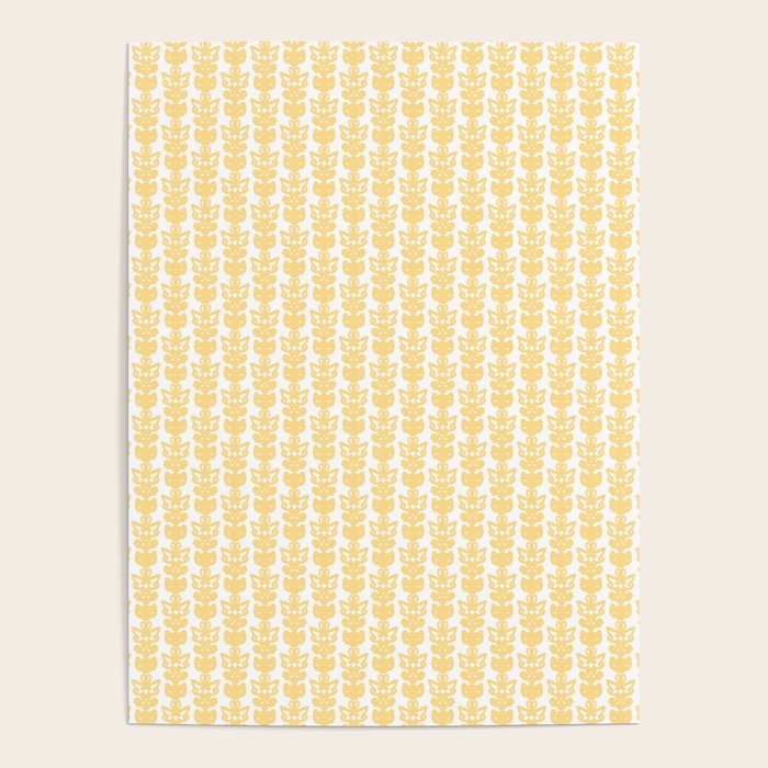 English Country Cottage Petite Willoughby Pattern in Warm Butter Yellow Poster Gallery Image 1