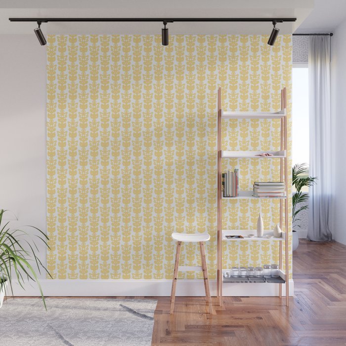 English Country Cottage Petite Willoughby Pattern in Warm Butter Yellow Wall Mural Gallery Image 1