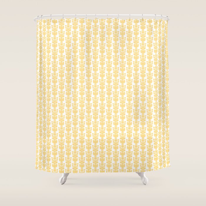 English Country Cottage Petite Willoughby Pattern in Warm Butter Yellow Shower Curtain Gallery Image 1