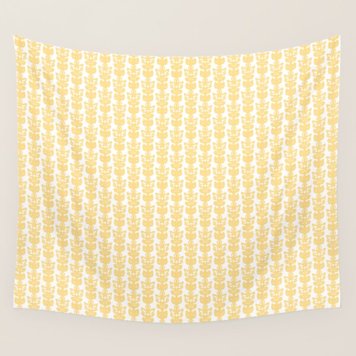 English Country Cottage Petite Willoughby Pattern in Warm Butter Yellow Wall Tapestry Gallery Image 1