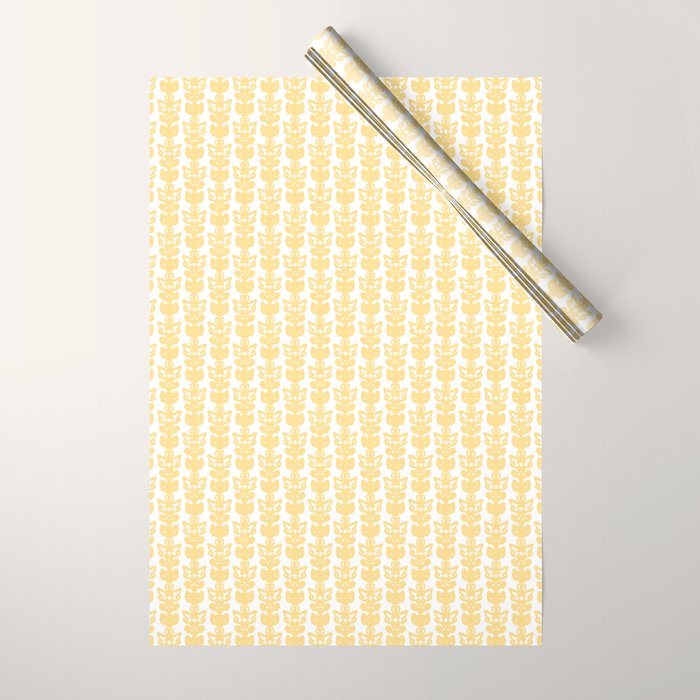 English Country Cottage Petite Willoughby Pattern in Warm Butter Yellow Wrapping Paper Gallery Image 1