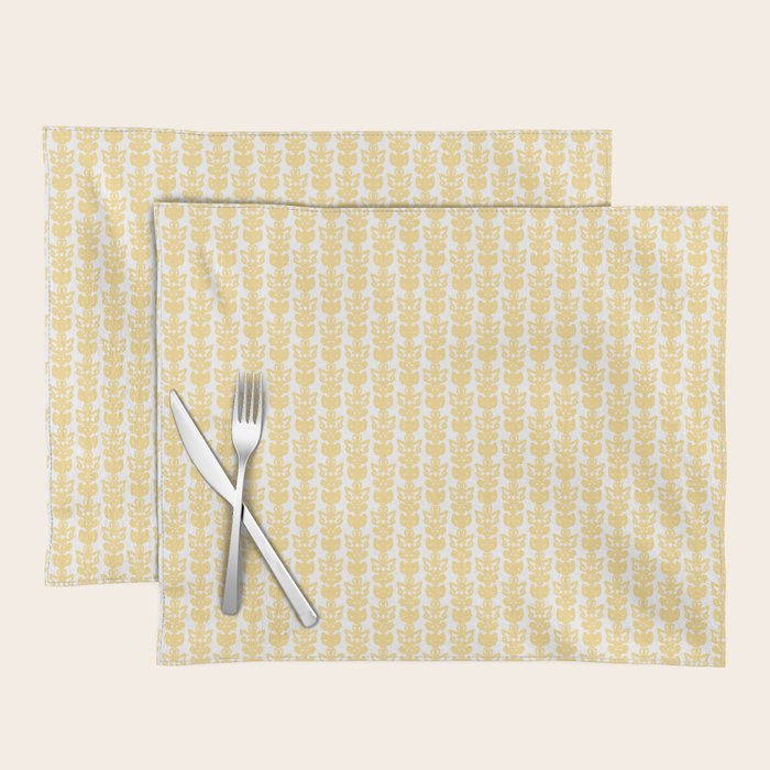 English Country Cottage Petite Willoughby Pattern in Warm Butter Yellow Placemat Gallery Image 1