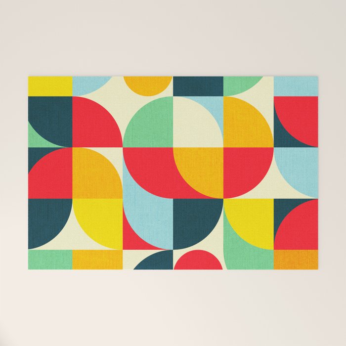 Mid Century Bauhaus Geometric Pattern Welcome Mat Gallery Image 1