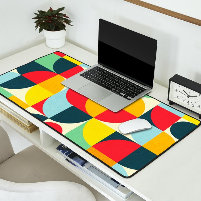 Mid Century Bauhaus Geometric Pattern Desk Mat Gallery Image 2