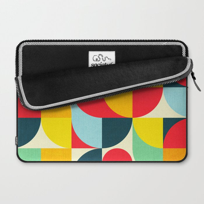 Mid Century Bauhaus Geometric Pattern Laptop Sleeve Gallery Image 2