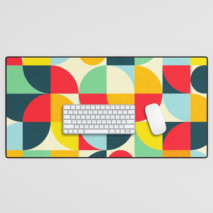 Mid Century Bauhaus Geometric Pattern Desk Mat Gallery Image 1