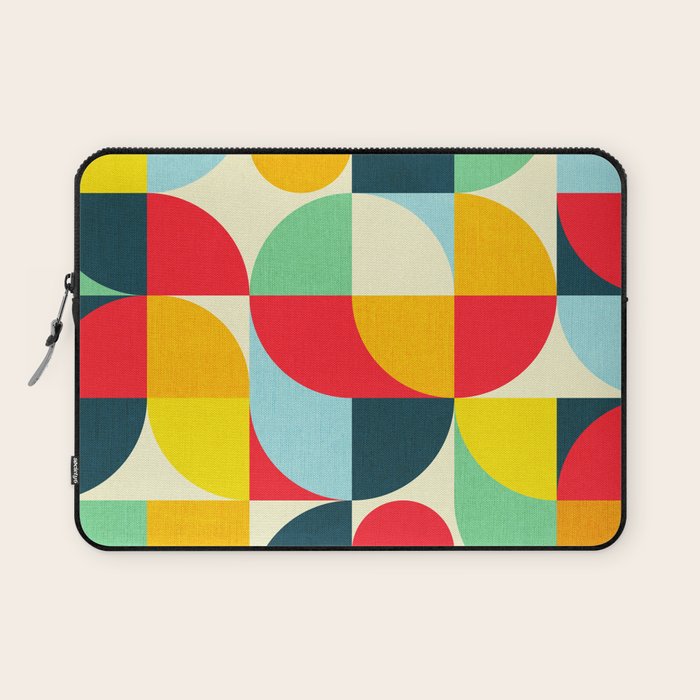 Mid Century Bauhaus Geometric Pattern Laptop Sleeve Gallery Image 1