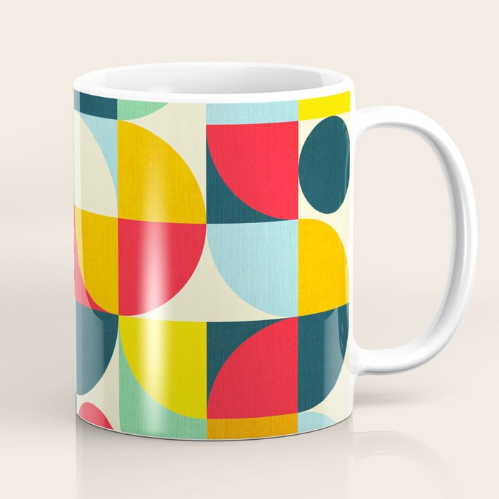 Mid Century Bauhaus Geometric Pattern Coffee Mug Gallery Image 1
