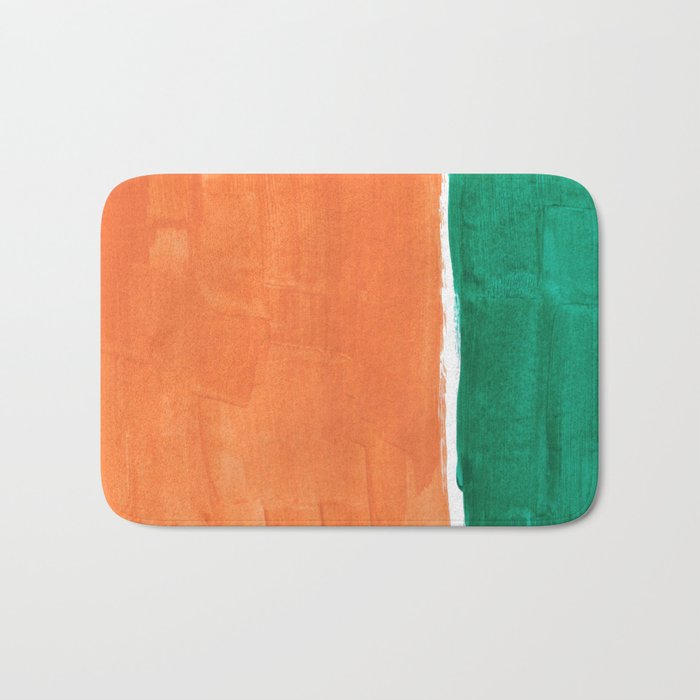 Emerald Green Tan Rothko Inspired Colourfield Squares Minimal Minimalist Mid Century Style by Ejaaz Haniff Bath Mat Gallery Image 1