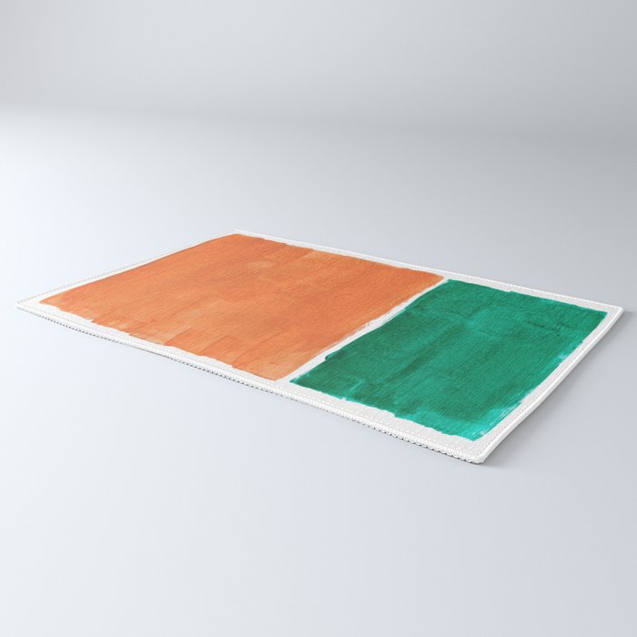 Emerald Green Tan Rothko Inspired Colourfield Squares Minimal Minimalist Mid Century Style by Ejaaz Haniff Rug Gallery Image 3