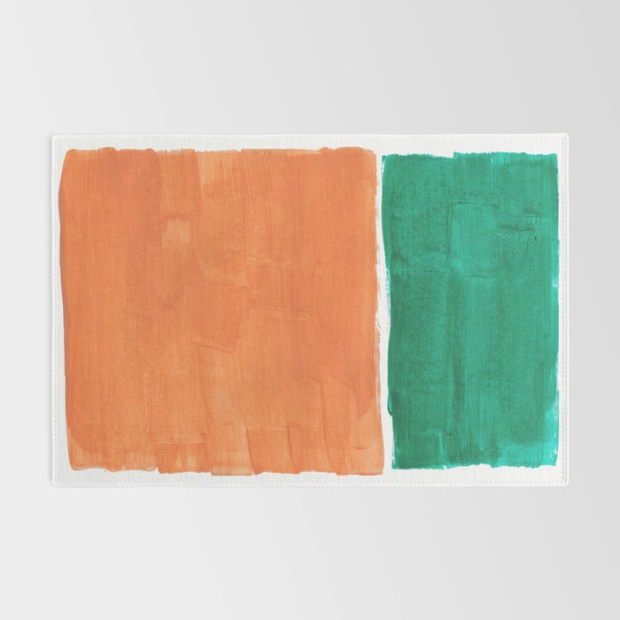 Emerald Green Tan Rothko Inspired Colourfield Squares Minimal Minimalist Mid Century Style by Ejaaz Haniff Rug Gallery Image 2
