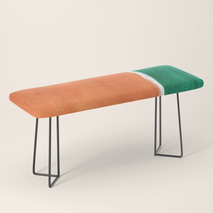 Emerald Green Tan Rothko Inspired Colourfield Squares Minimal Minimalist Mid Century Style by Ejaaz Haniff Bench Gallery Image 1