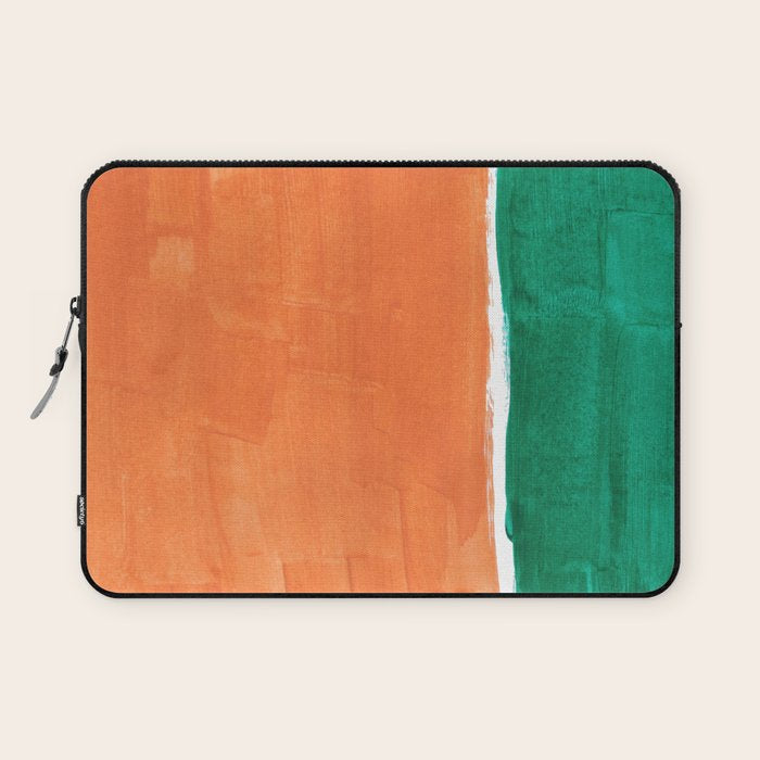 Emerald Green Tan Rothko Inspired Colourfield Squares Minimal Minimalist Mid Century Style by Ejaaz Haniff Laptop Sleeve Gallery Image 1