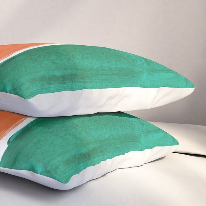 Emerald Green Tan Rothko Inspired Colourfield Squares Minimal Minimalist Mid Century Style by Ejaaz Haniff Pillow Sham Gallery Image 3