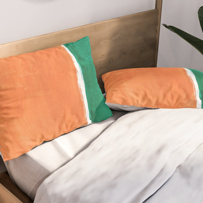 Emerald Green Tan Rothko Inspired Colourfield Squares Minimal Minimalist Mid Century Style by Ejaaz Haniff Pillow Sham Gallery Image 2