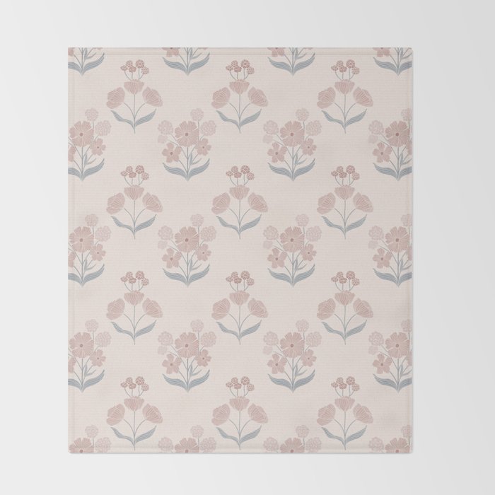 Dusty Rose Classic Floral Throw Blanket Gallery Image 2