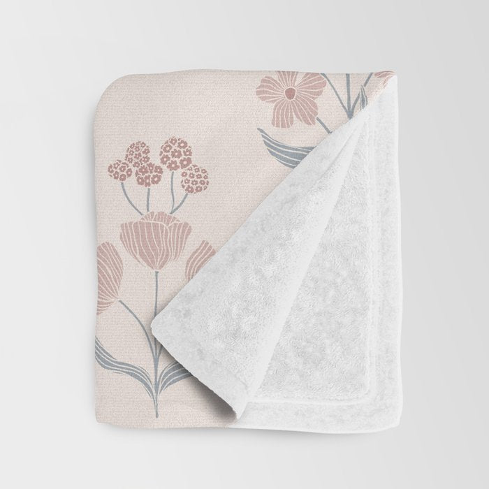 Dusty Rose Classic Floral Throw Blanket Gallery Image 3