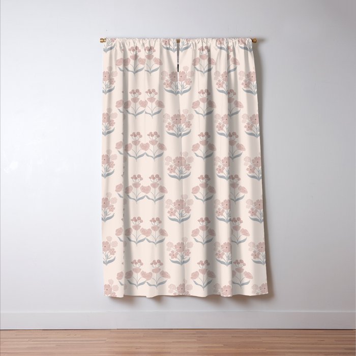 Dusty Rose Classic Floral Window Curtain Gallery Image 3